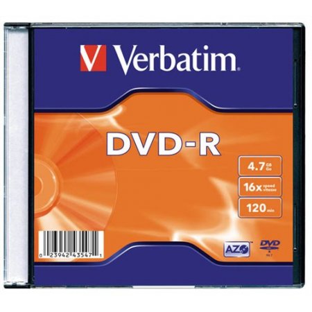 DVD-R disk, AZO, 4,7GB, 16x, 1 ks, tenký obal, VERBATIM