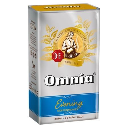 Káva, pražená, mletá, vákuové balenie, 250 g,  DOUWE EGBERTS "Omnia Evening", bezkofeínová