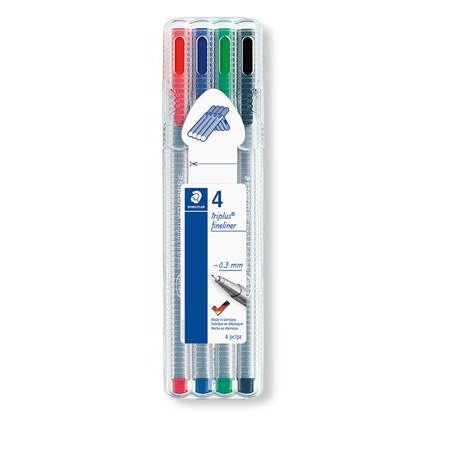 Liner, sada, 0,3 mm, STAEDTLER "Triplus STAEDTLER Box", 4 rôzne farby