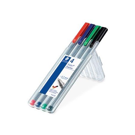 Liner, sada, 0,3 mm, STAEDTLER "Triplus STAEDTLER Box", 4 rôzne farby