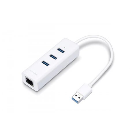 USB ethernetový sieťový adaptér s USB hubom, 3 porty, USB 3.0, TP-Link "UE330"