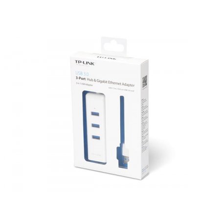 USB ethernetový sieťový adaptér s USB hubom, 3 porty, USB 3.0, TP-Link "UE330"