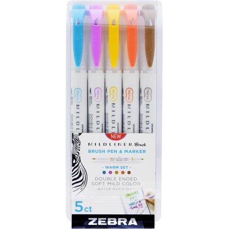 Fixky, sada, obojstranné, ZEBRA "Mildliner Warm", 5 farieb