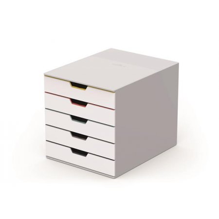 Zásuvkový box, plastový, 5 zásuviek , DURABLE "VARICOLOR® 5", biela