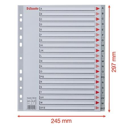 Register, plastový A4 Maxi, A-Z, ESSELTE, sivý