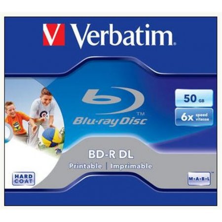 BD-R Blu-Ray disk, dvojvrstvový, potlačiteľný, 50GB, 6x, 1 ks, klasický obal, VERBATIM