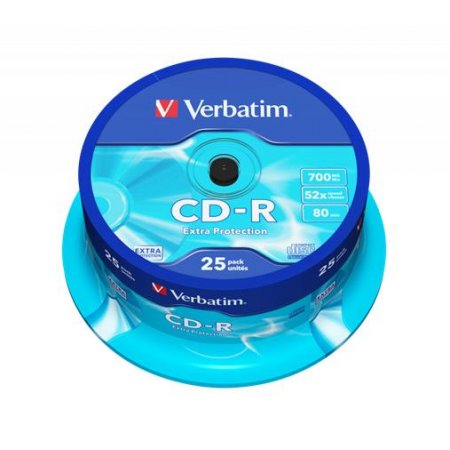 CD-R disk, 700 MB, 52x, 25 ks, cake box, VERBATIM "DataLife"