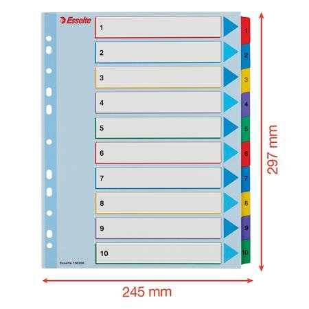 Register, laminovaný kartón, A4 Maxi, 1-10, prepisoavteľný, ESSELTE