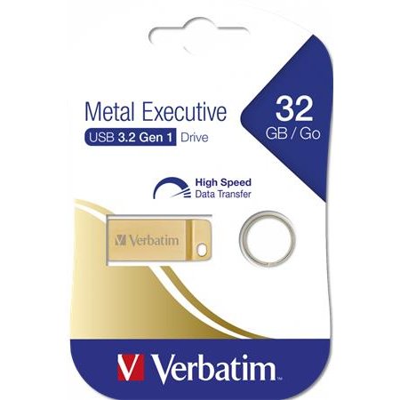 USB kľúč, 32GB, USB 3.2,  VERBATIM "Executive Metal", zlatá