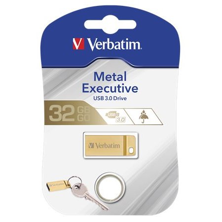 USB kľúč, 32GB, USB 3.2,  VERBATIM "Executive Metal", zlatá