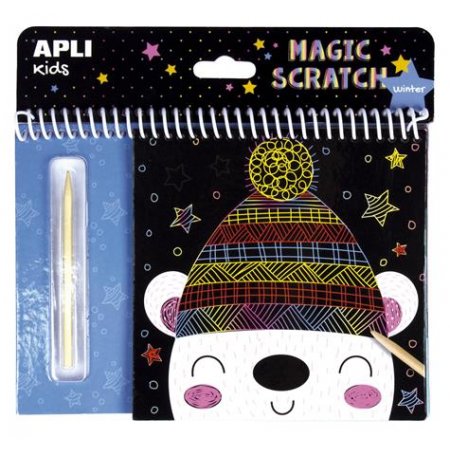 Škrabací zošit, APLI Kids "Magic Scratch", zimné radovánky