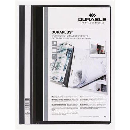 Rýchloviazač, A4, široký, priehľadné vrecko, DURABLE "DURAPLUS®", čierny