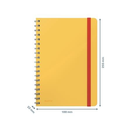 Špirálový zošit, B5, linajkový, 80 listov, LEITZ, "Cosy Soft Touch", teplá žltá