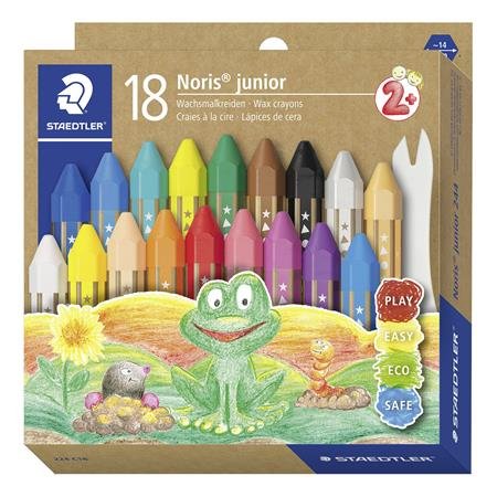 Voskovky, hrubé, šesťhranné, STAEDTLER "Noris Junior 224", 18 rôznych farieb