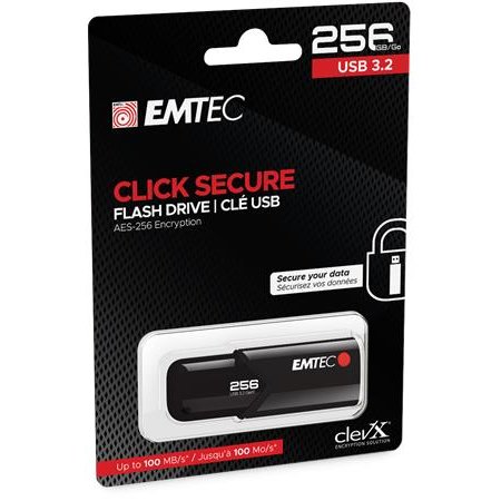 USB kľúč, 256GB, USB 3.2, so šifrovaním, EMTEC "B120 Click Secure"