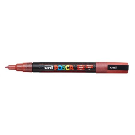 Dekoračný popisovač, 0,9-1,3 mm, UNI"Posca PC-3ML", lesklá červená