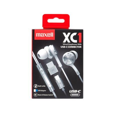 Slúchadlá, s mikrofónom, USB-C, MAXELL "XC1", biela