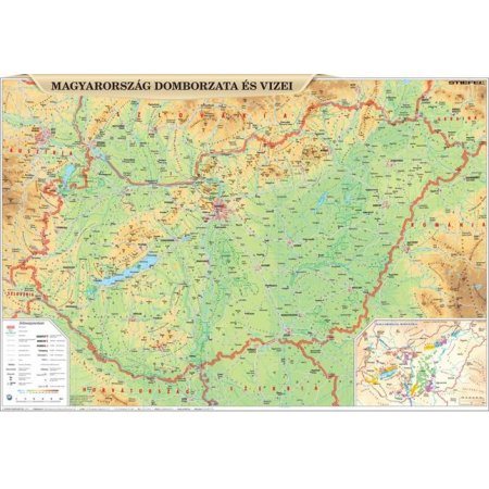 Podložka na stôl, dvojstranná, STIEFEL "Magyarország domborzata/Bortérkép - Pohoria Maďarska/ Vínna mapa" -výrobok v MJ