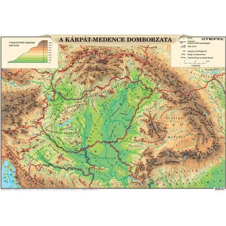 Podložka na stôl, dvojstranná, STIEFEL "Magyarország domborzata/Bortérkép - Pohoria Maďarska/ Vínna mapa" -výrobok v MJ