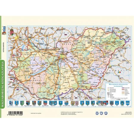 Učebná pomôcka, A4, STIEFEL" Mo. közigazgatása/ Mo. domborzata - Samospráva/Geografická mapa Maďarska" -výrobok v MJ