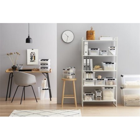 Úložný box, plastový, 47  l, čierne úchytky, SMARTSTORE "Classic 45",  priehľadný