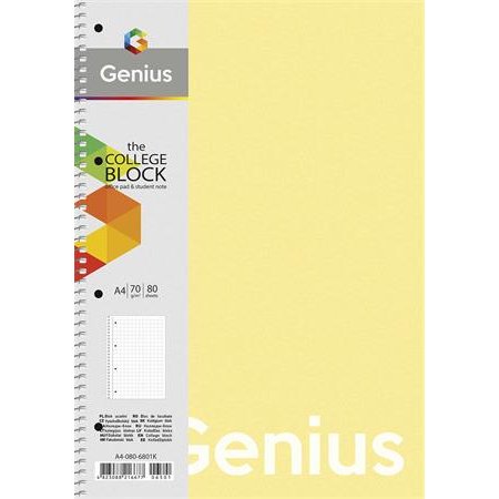 Špirálový zošit, linajkový, A4, 80 listov, PP obal, SHKOLYARYK "Genius Pastel", mix