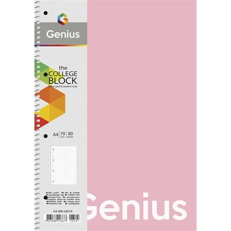 Špirálový zošit, linajkový, A4, 80 listov, PP obal, SHKOLYARYK "Genius Pastel", mix