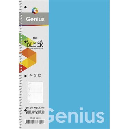 Špirálový zošit, štvorčekový, A4, 80 listov, PP obal, SHKOLYARYK "Genius", mix