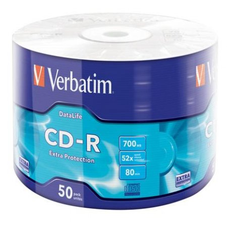 CD-R disk, 700MB, 52x, 50 ks, zmršťovacie balenie, VERBATIM "DataLife"