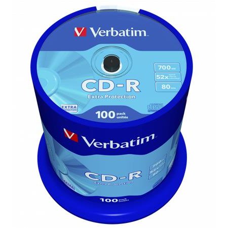 CD-R disk, 700MB, 52x, 100 ks, cake box, VERBATIM "DataLife"