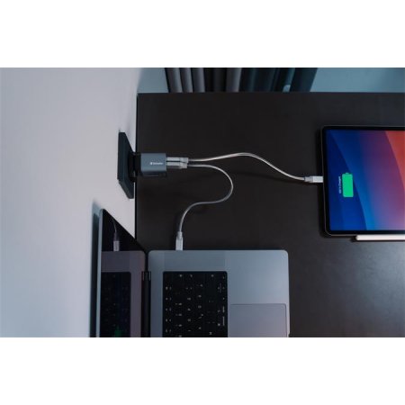 Sieťová nabíjačka, 1xUSB-C PD (35W), USB-A QC 3.0, EU/UK/US, GaN, VERBATIM