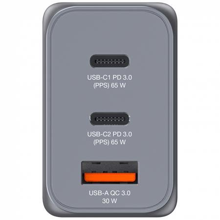 Sieťová nabíjačka, 2xUSB-C PD (65W), USB-A QC 3.0, EU/UK/US, GaN, VERBATIM