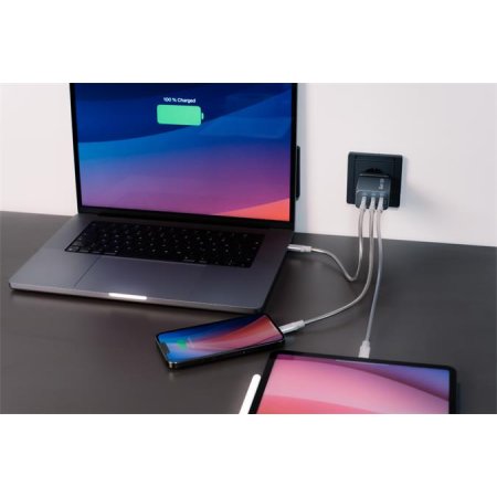 Sieťová nabíjačka, 2xUSB-C PD (65W), USB-A QC 3.0, EU/UK/US, GaN, VERBATIM