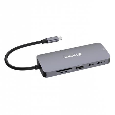 USB HUB, 2xUSB-C/1xHDMI/3xUSB-A/RJ45/SD/mSD, VERBATIM