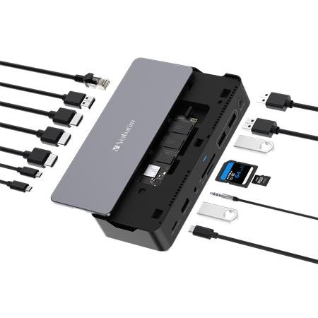 Dokovacia stanica, 15 port, USB-C host, 256GB SSD disk, VERBATIM "USB-C Pro CDS-15SSD"