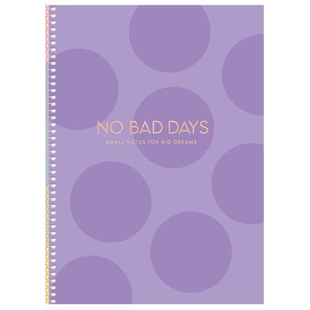 Špirálový zošit, B5, štvorčekový, 80 listov, tvrdá obálka, SHKOLYARYK "No bad days", mix