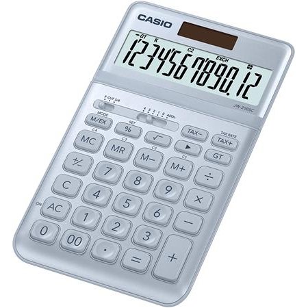 Kalkulačka, stolová, 12-miestna, CASIO "JW 200SC", oceľová modrá