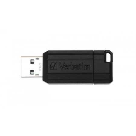 USB kľúč, 128GB, USB 2.0, 10/4MB/sec, VERBATIM "PinStripe", čierny