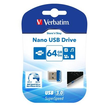 USB kľúč, 64GB, USB 3.2, 80/25MB/sec, VERBATIM "Nano"