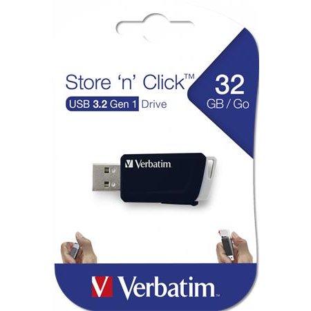 USB kľúč, 32GB, USB 3.2, 80/25MB/sec, VERBATIM "Store n Click", čierna