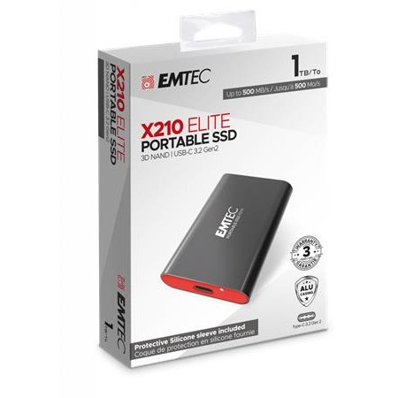 SSD (vonkajšia pamäť), 1TB, USB 3.2, 500/500 MB/s, EMTEC "X210"