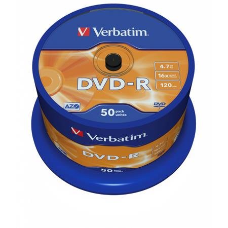 DVD-R disk, AZO, 4,7GB, 16x, 50 ks, cake box, VERBATIM