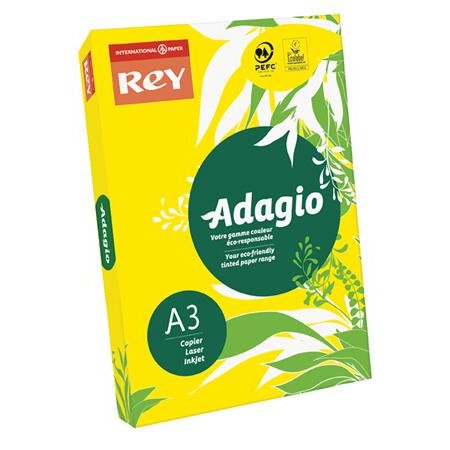 Kopírovací papier, farebný, A3, 80 g, REY "Adagio", intenzívna žltá