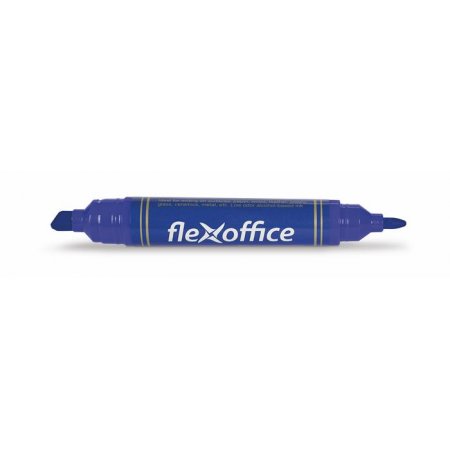 Permanentný popisovač, 0,8/6,0 mm, kužeľový/zrezaný, obojstranný, FLEXOFFICE "PM04", modrý