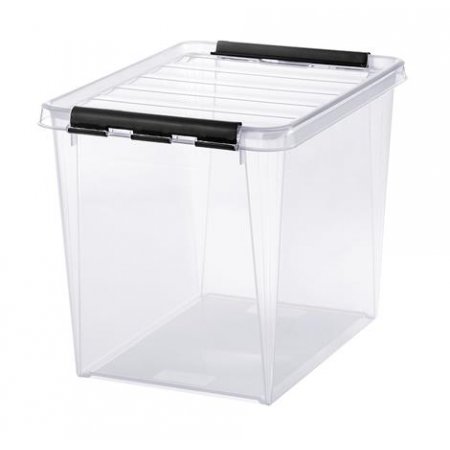 Úložný box, plastový, 25 l, čierne úchytky, SMARTSTORE "Classic 16", priehľadný