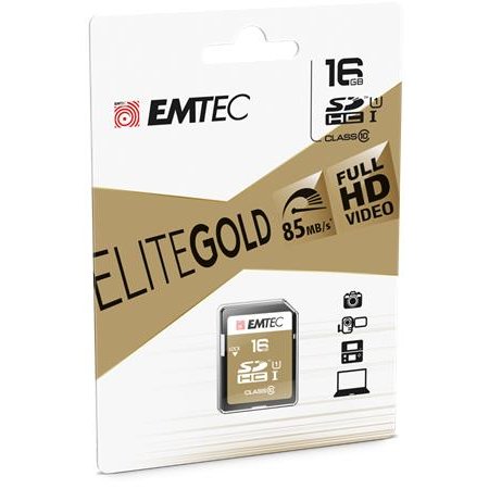 Pamäťová karta, SDHC, 16GB, UHS-I/U1, 85/20 MB/s, EMTEC "Elite Gold"