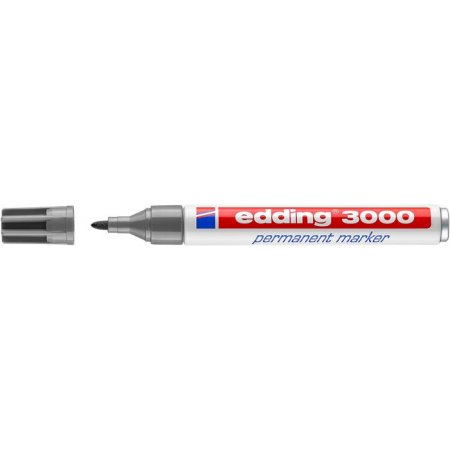 Permanentný popisovač, 1,5-3 mm, kužeľovitý hrot, EDDING "3000", sivá