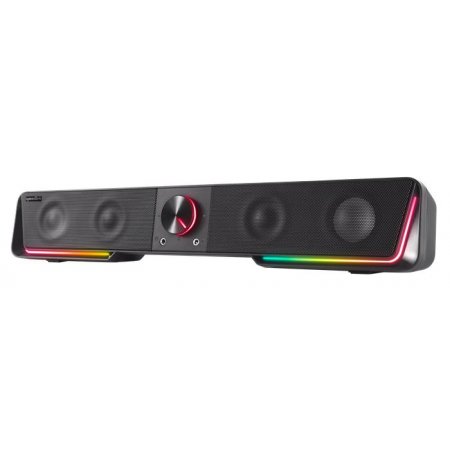 Reproduktor, 12W, 2x3.5 mm jack + USB-A, SPEEDLINK "GRAVITY RGB Stereo Soundbar", čierna