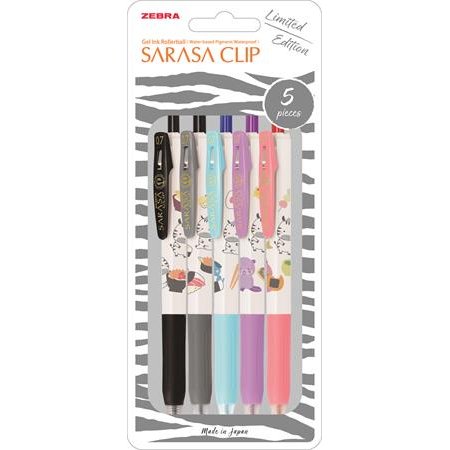 Sada gélových pier, 0,33 mm, stláčací mechanizmus, ZEBRA "Sarasa Clip Kawai Animal"