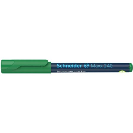 Permanentný popisovač, 1- 2 mm, kužeľový hrot, SCHNEIDER "240", zelený